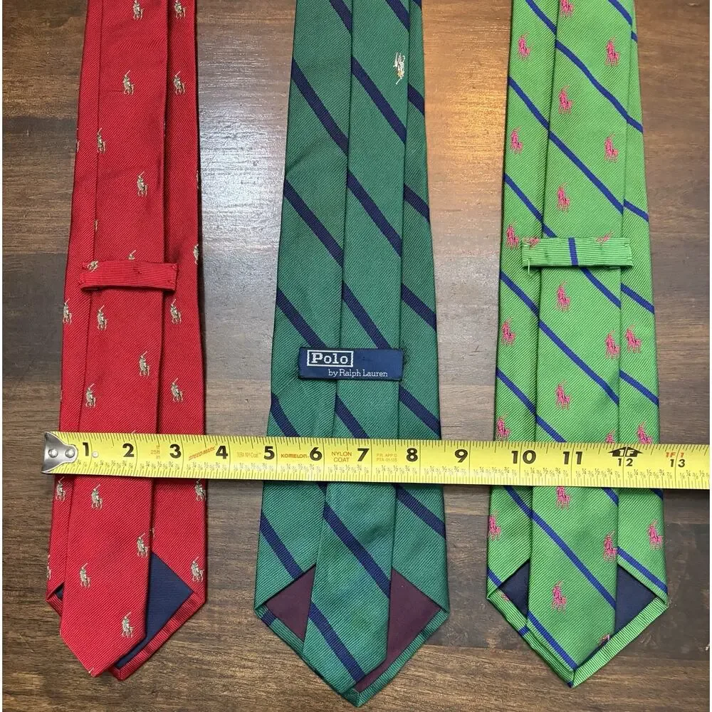 Polo Ralph Lauren Pony Player Rep Silk Neck Ties- Lot Of 3